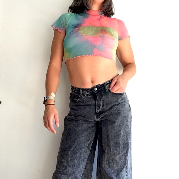 Forever 21 Tops - SOLD OFFLINE Sheer Rainbow See-thru mesh crop-top